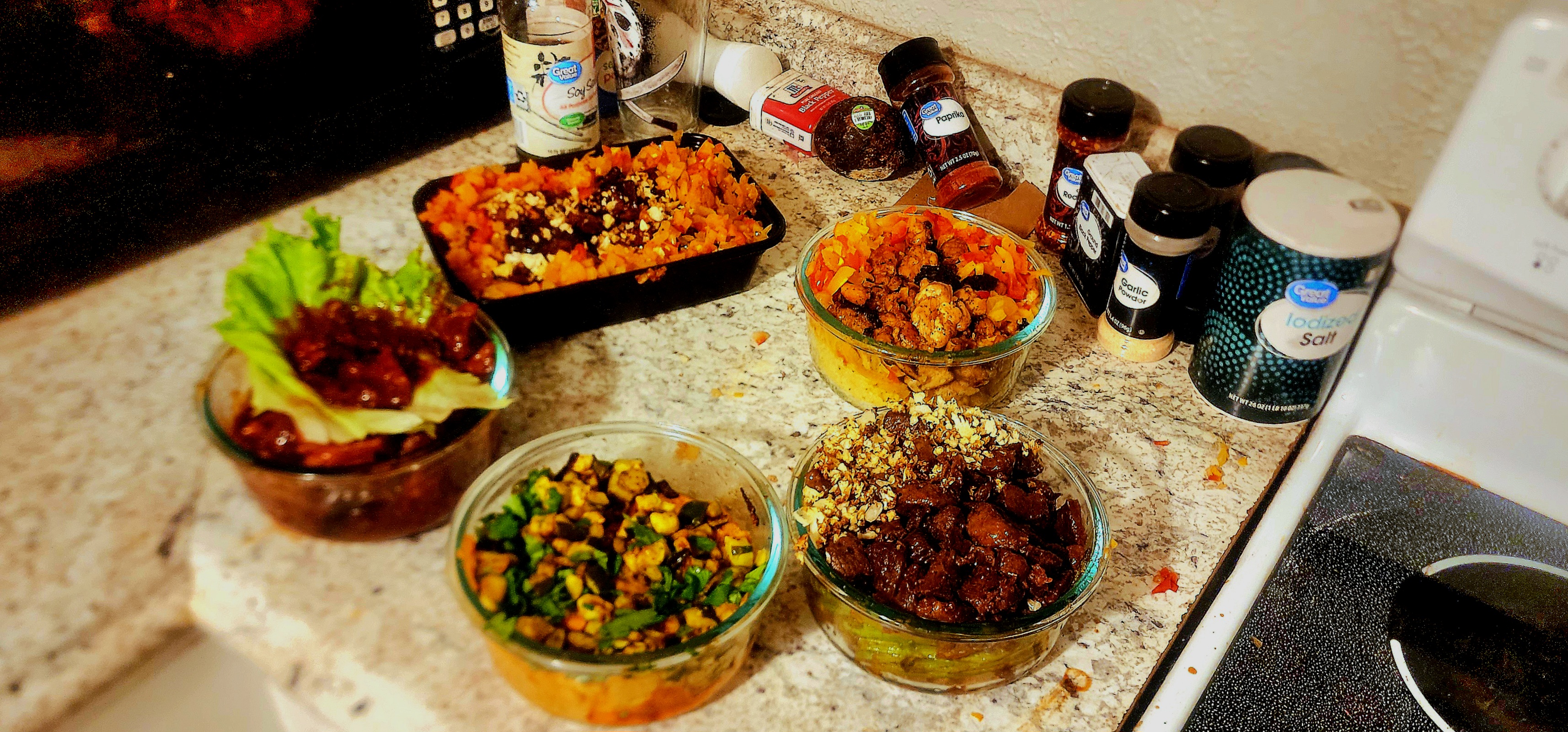 Assorted meal spread